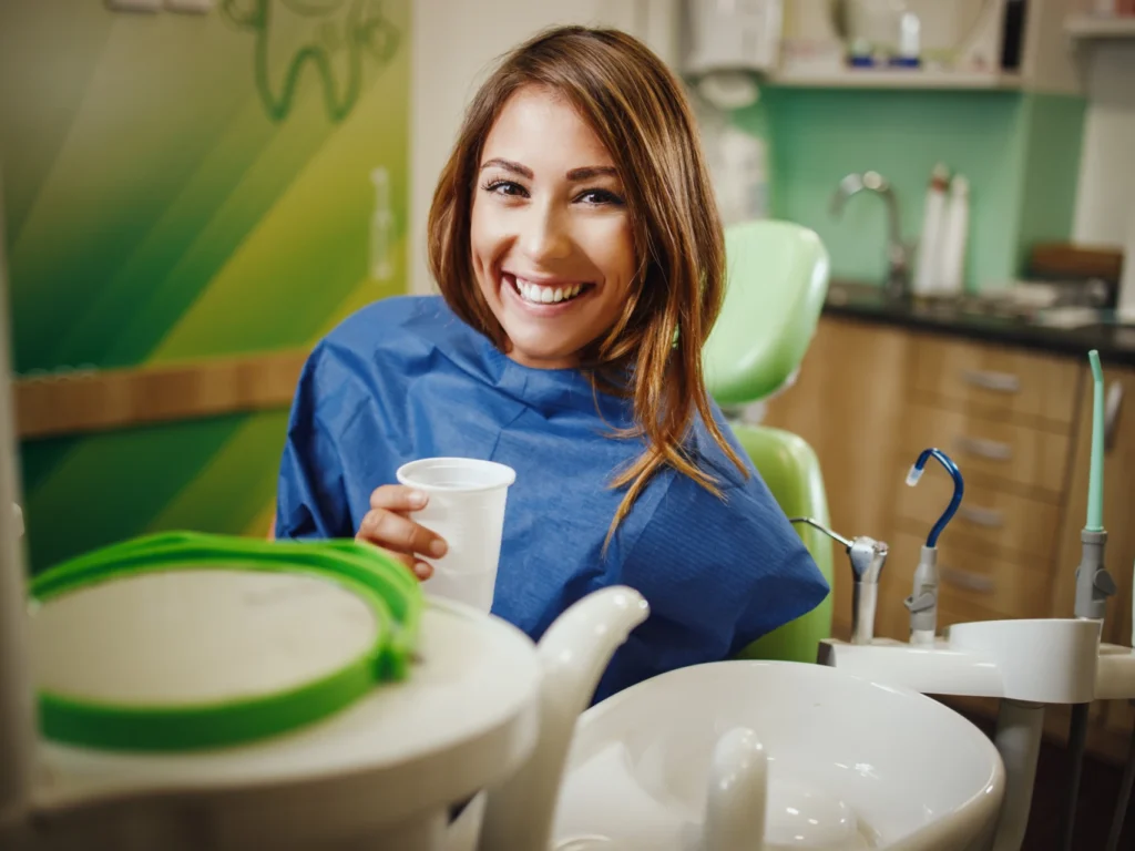 woman smiling after a dental cleaning in Vista, CA at Tri-City Dental Excellence